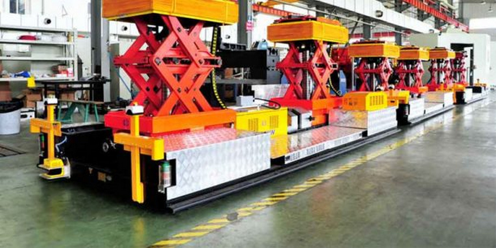 Electric Scissors Dual Lift Assembly AGV by Siasun